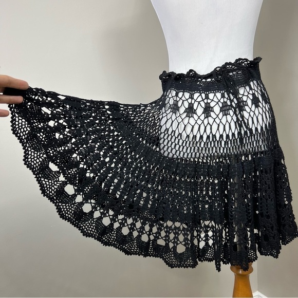 Hand Crafted Dresses & Skirts - Hand crochet lace knee length skirt Sz M